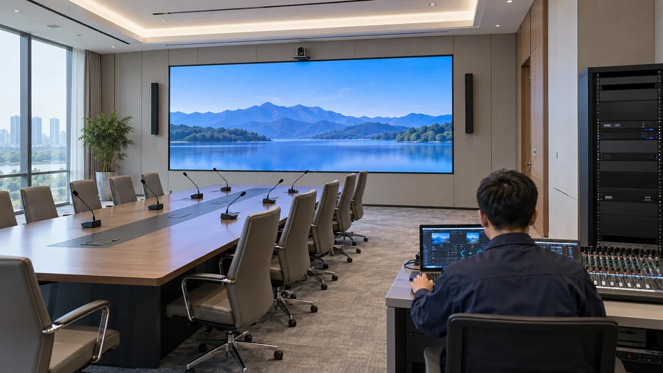 会议室显示、扩声及音视频联调应用示意